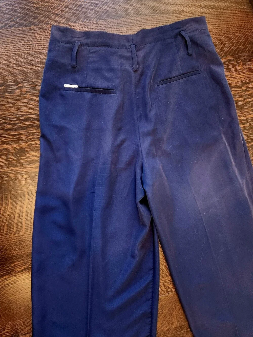 Michael Kors Ladies Navy Pleated Cropped Dress Capris Pants Sz Large EUC $27